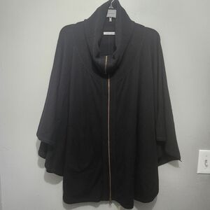 Autumn Cashmere Women's  Sweater Ponchos Shawl Size S Black 100% Cashmere